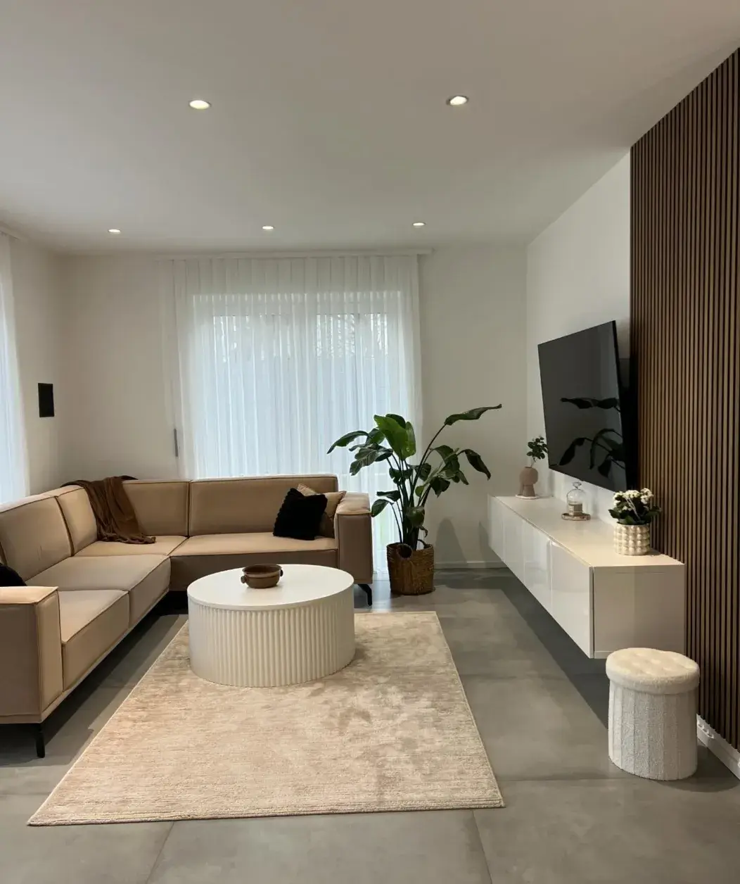 Modern living room interior professionally cleaned, representing the result of the best cleaning services in Connecticut